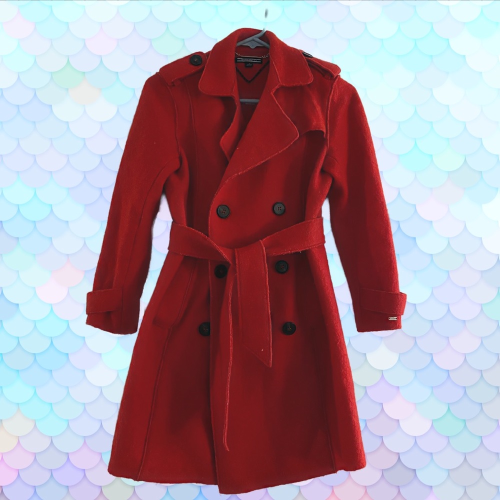 Tommy Hilfiger red double breasted peacoat gently used